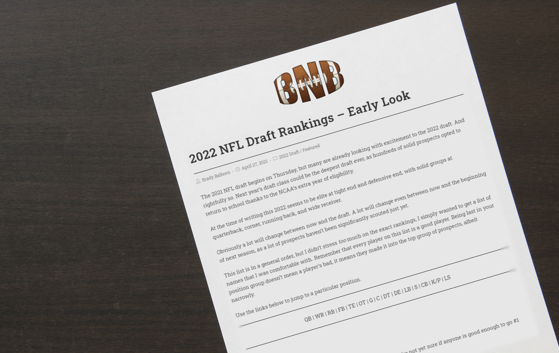 2022 NFL Draft Rankings  Early Look  BNB Football